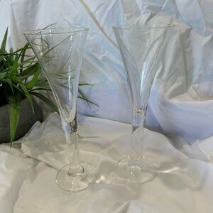 2 Thomas Fluted Crystal Champagne Glasses